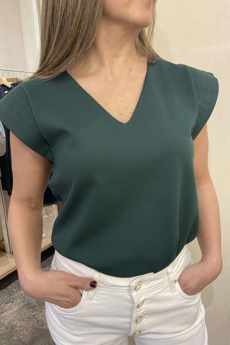 Blusa Lazio Cuello V Verde Oscuro